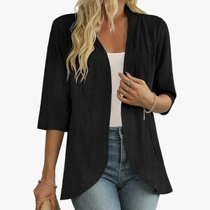 Elegant Black Open-Front Cardigan